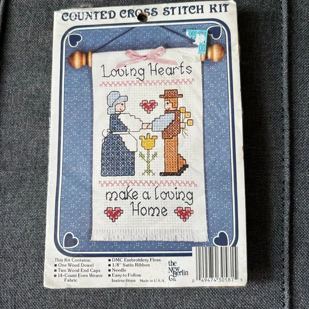 Loving Hearts Loving Home Vintage Counted Cross Stitch Kit - New Berlin Co 1980s